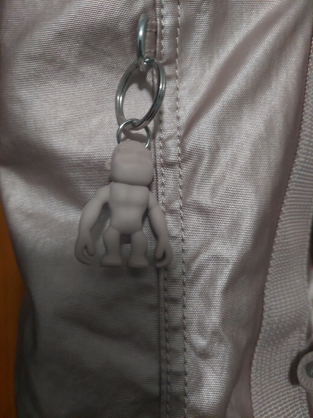 KIPLING Pink Rose Gold Metallic Shoulder Travel Tote + Monkey Charm