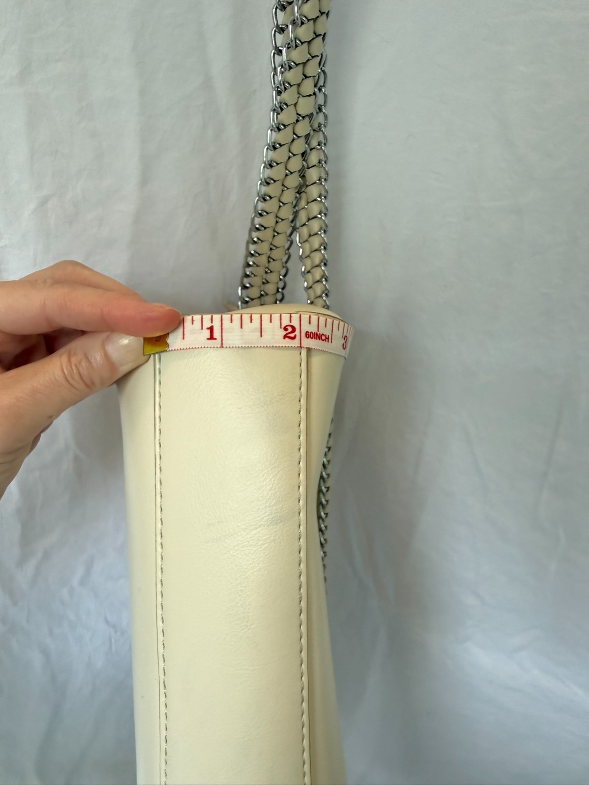 Rachel Zoe Ivory Chain Strap Shoulder Bag Zip Top Cream Minimalist Handbag