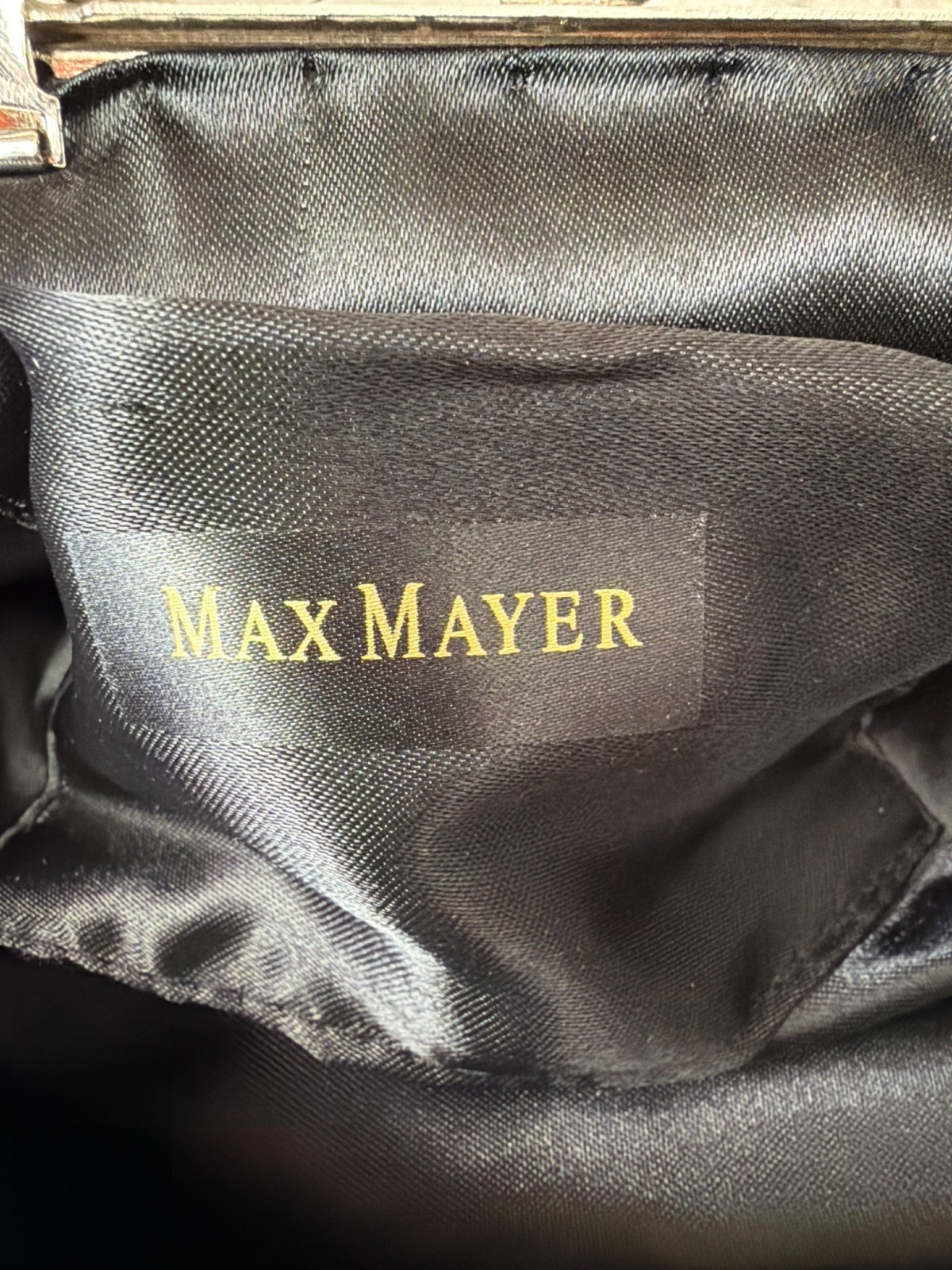 Y2K Max Mayer Black Beaded Sequin Evening Bag Clutch Kiss Lock Chain Strap NEW