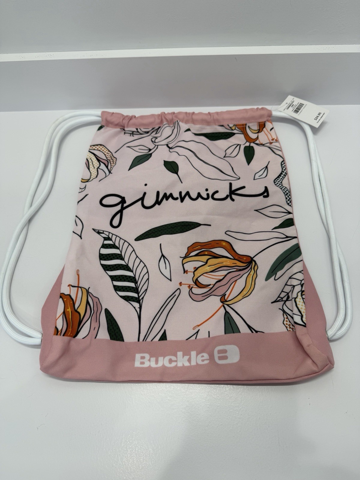 Buckle Gimmick Spring Event Pink Floral Drawstring Bag NWT