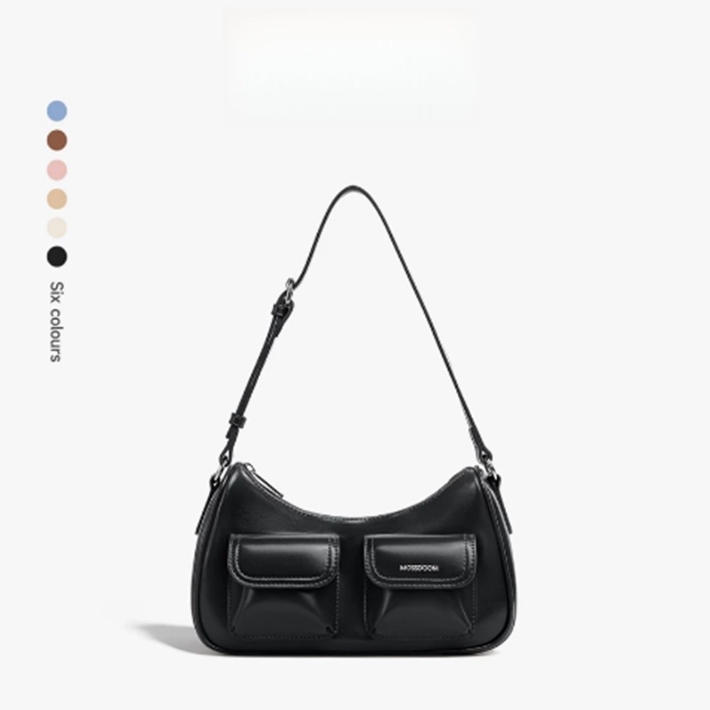 MOSSDOOM Liora Bag For Women PU leather Korean Fashion Black Free Gift Ribbon