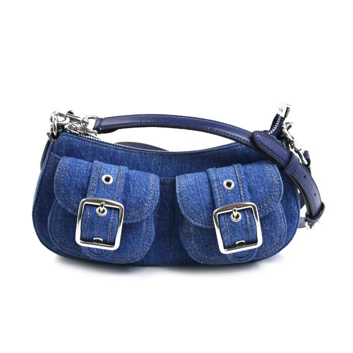 Coach Ashton Blue Denim Leather 2 Way Shoulder Bag CAK44 SV IN Auth