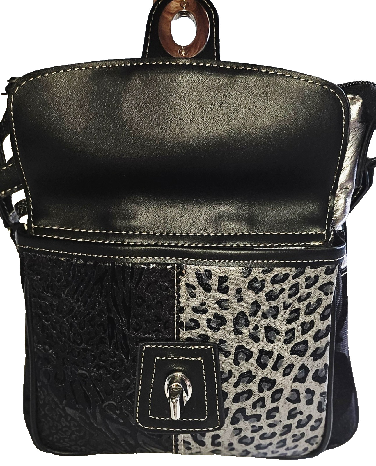 UNBRANDED MULTICOLOR ANIMAL PRINT SMALL CROSSBODY BAG W/ ADJ STRAP BARELY USED