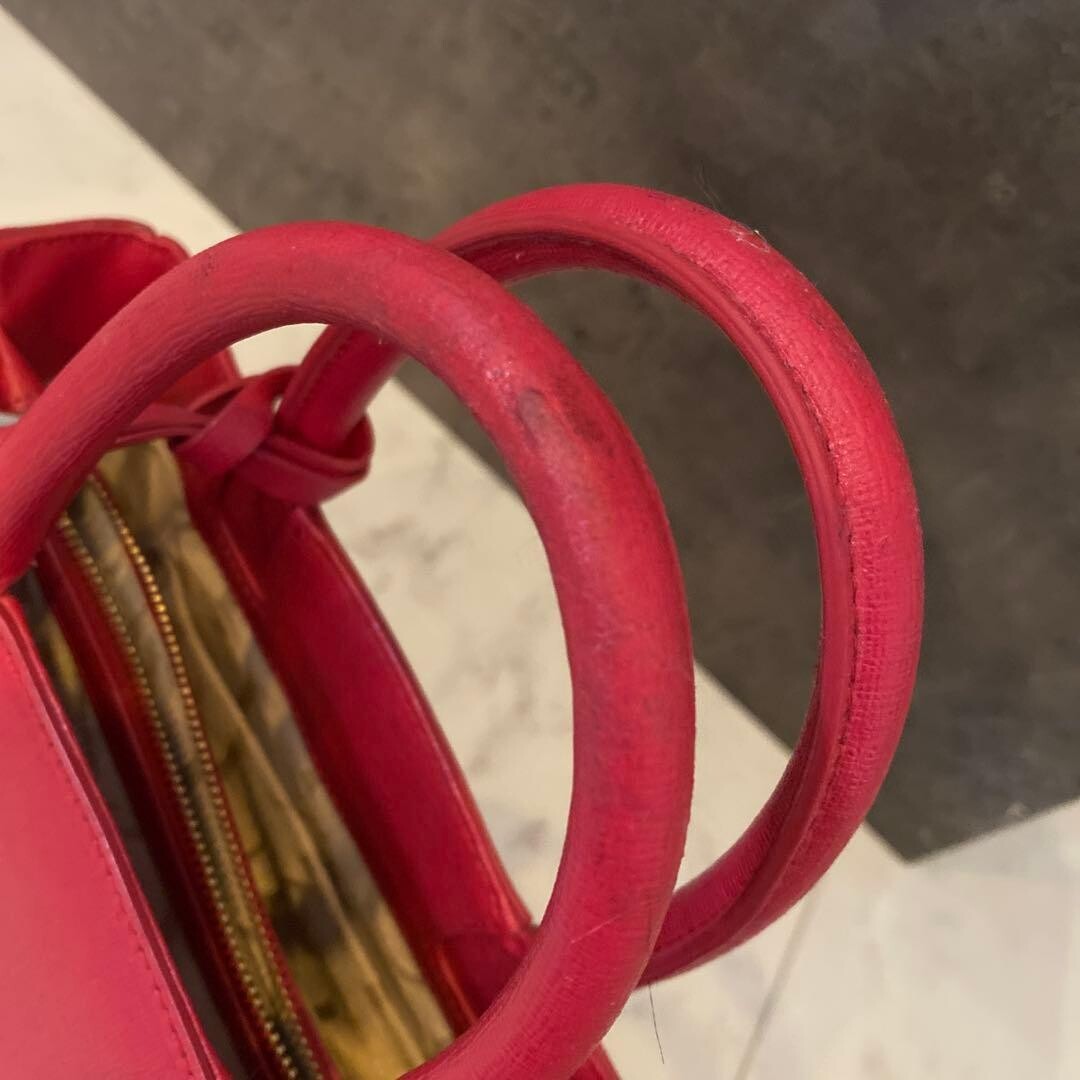 Furla Pink Leather Handbag Womens Satchel 26cm 10in Elegant Luxury Purse Bag