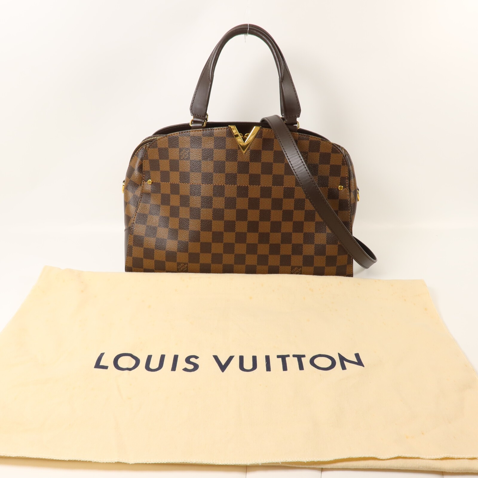 LOUIS VUITTON LV GHW Kensington Bowling 2 Way Shoulder Bag N41505 Damier Brown
