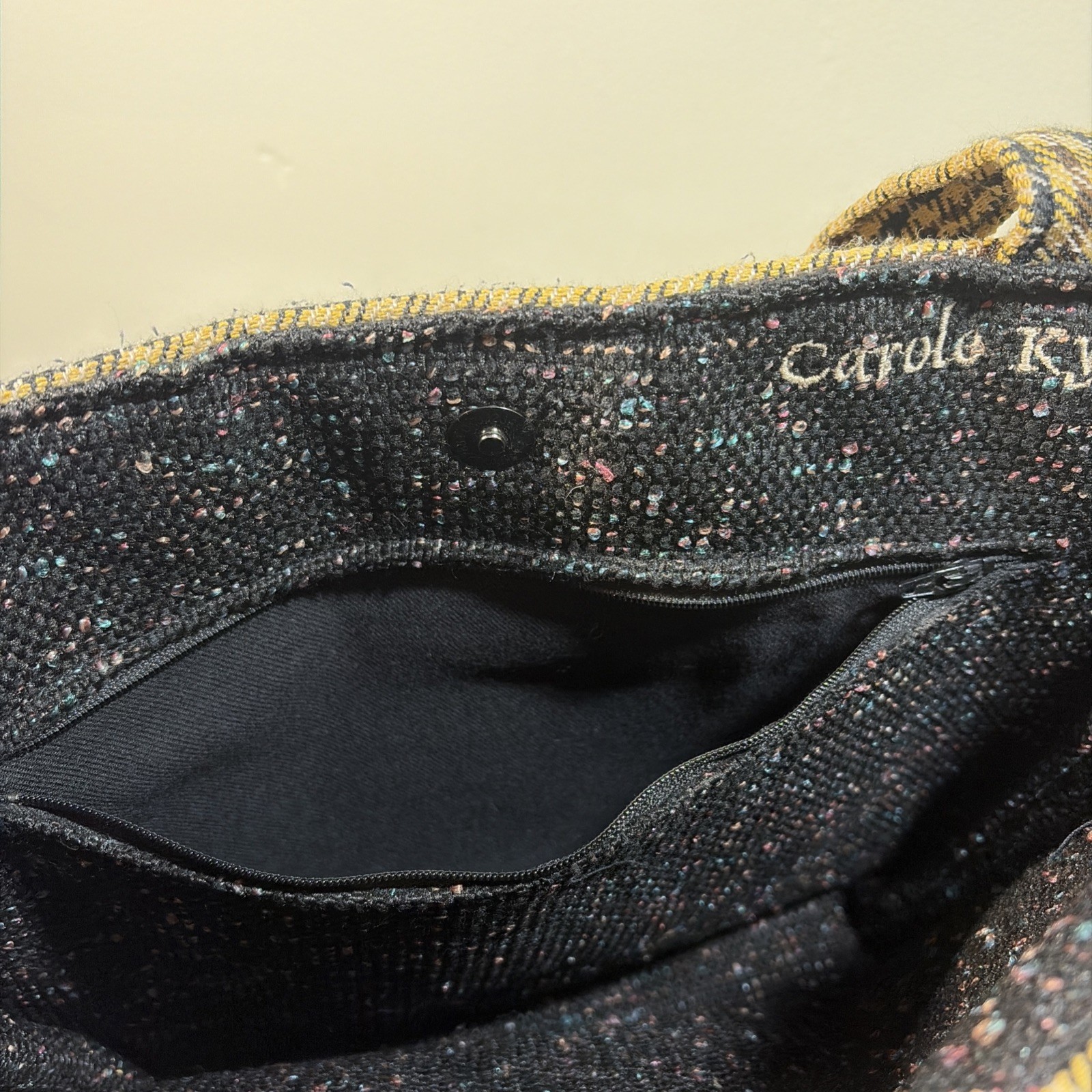 Carole Kyle Handbag Tote Brown/Black Beautiful Houndstooth Paisley Fabric Sturdy