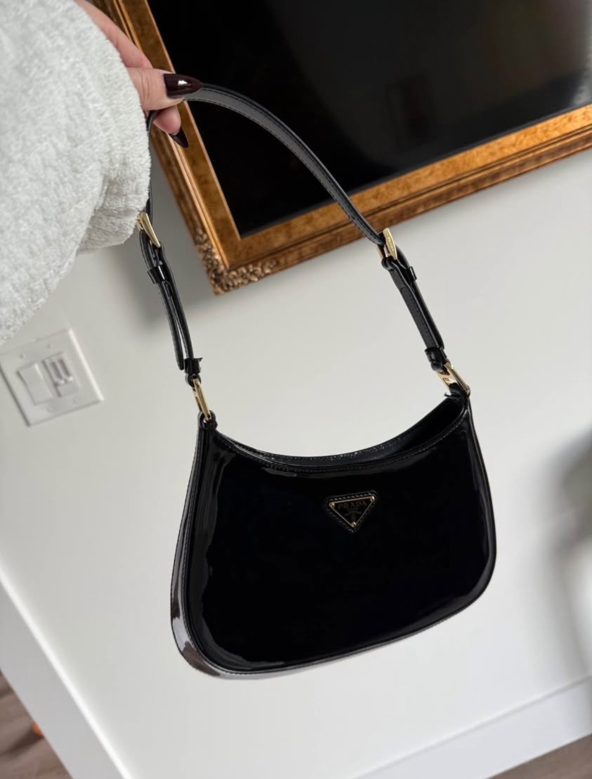 Prada Cleo patent leather bag with gold hardware