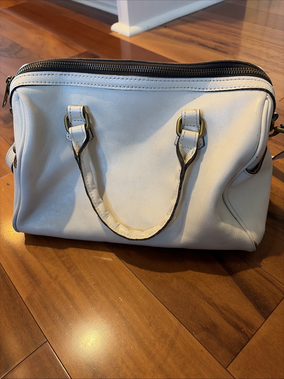Patricia Nash Cassini Double Strap Purse Embossed White Leather Shoulder