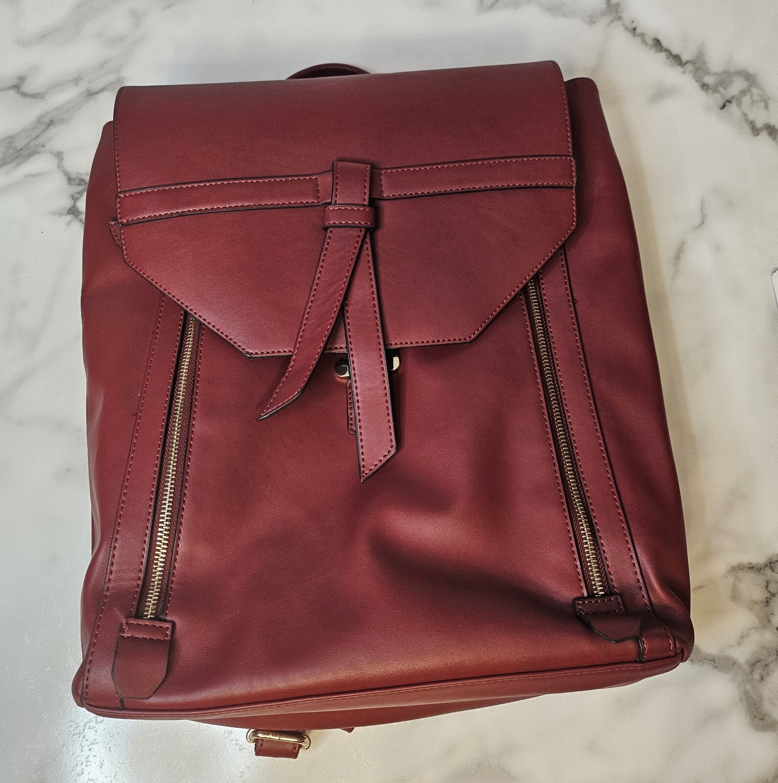 Estarer PU Leather Laptop Backpack Maroon Red