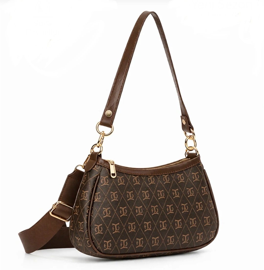 Brown Monogram Baguette Bag Women’s Shoulder Handbag Elegant Fashion Purse Gift