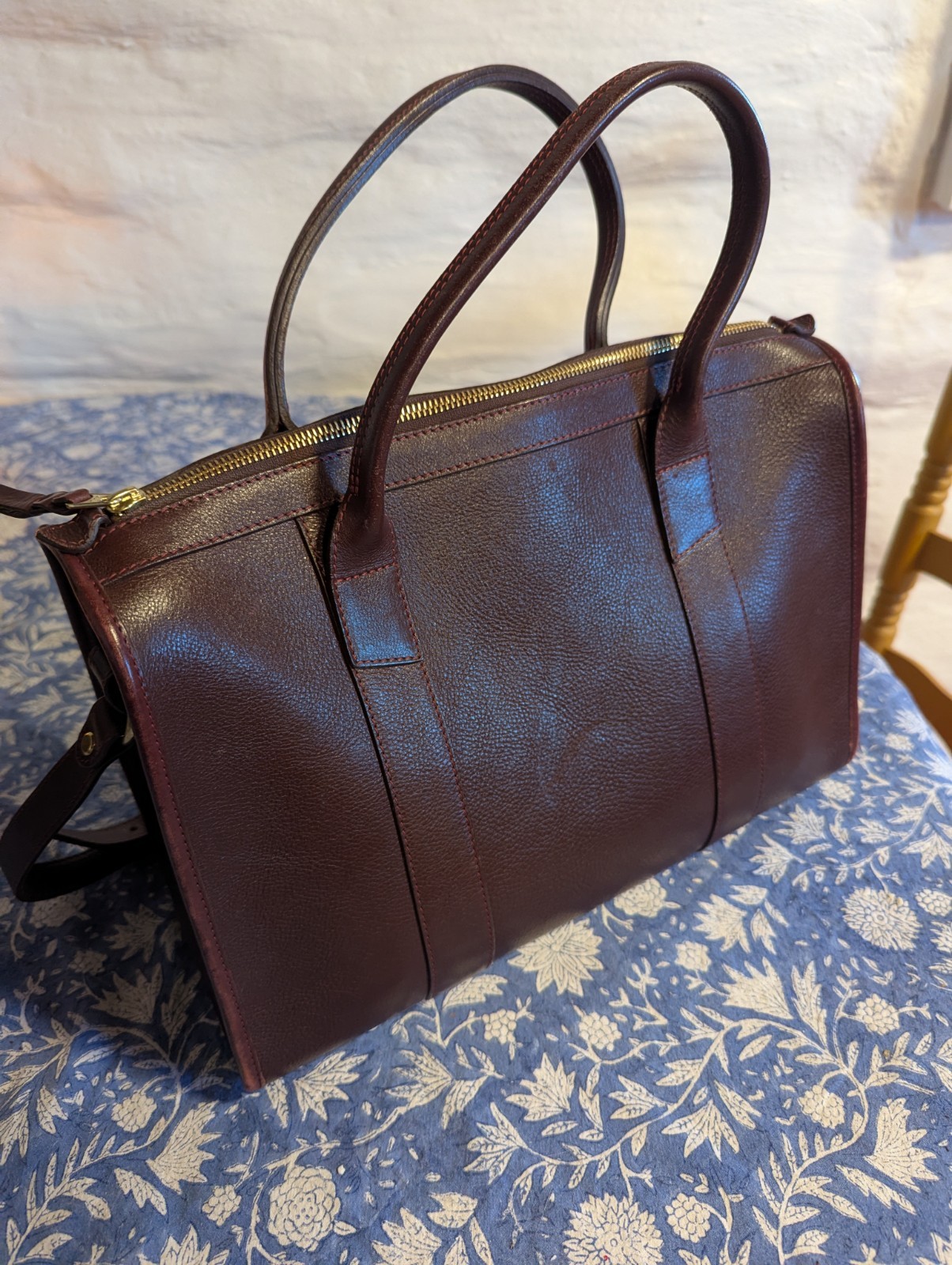 Lotuff Burgundy Oxblood Satchel No. 9 Cordovan Large Leather Tote w/ Strap