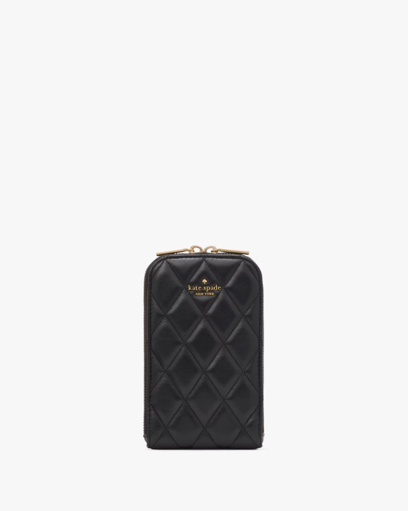 New Kate Spade New York Carey Quilted North South Phone Crossbody Bag ~KC597 Blk