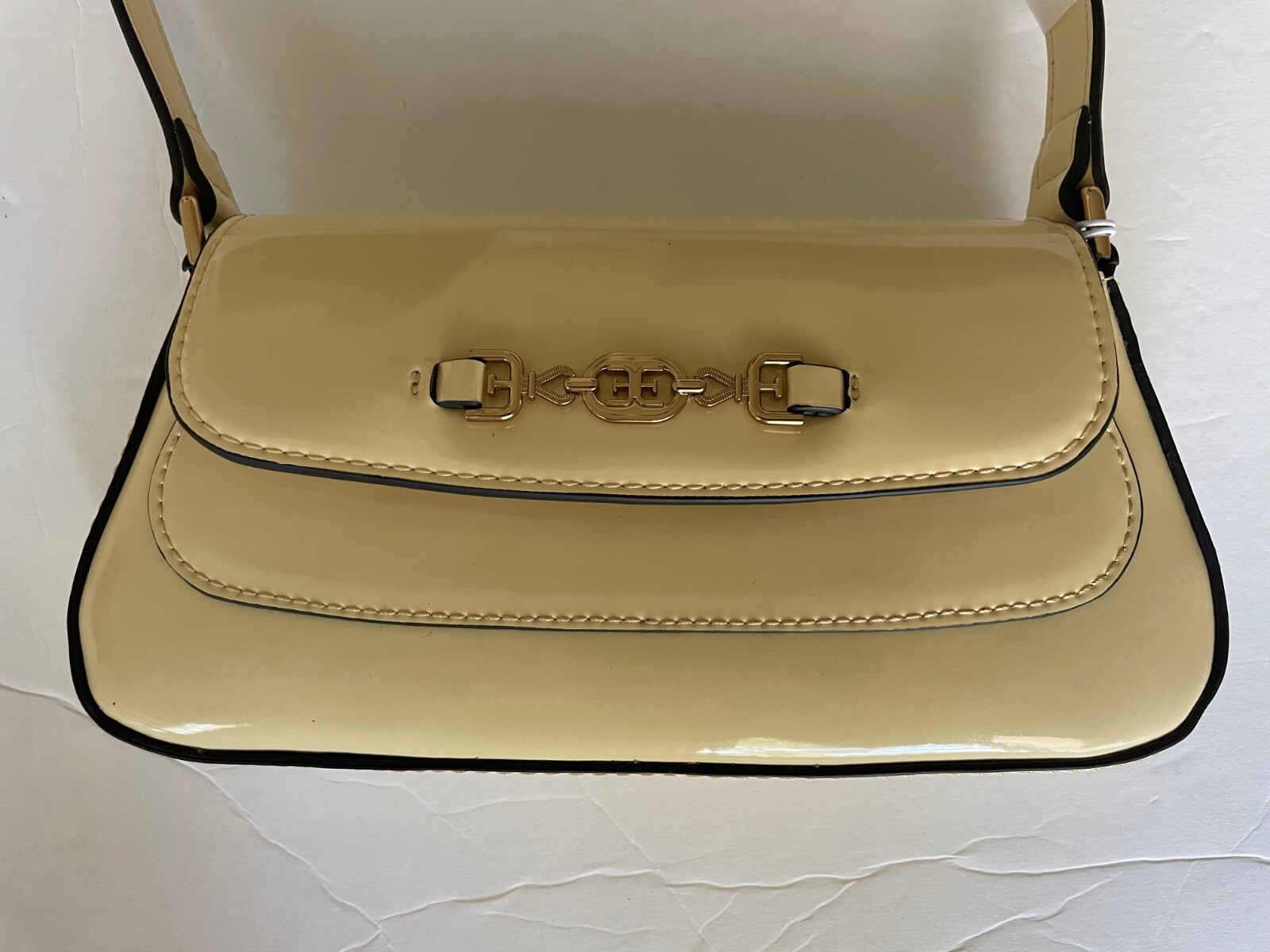 $145. Sam Edelman Loraine Shoulder Bag Patented Yellow Gold
