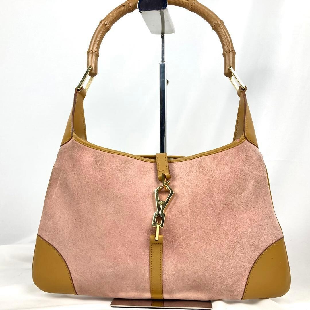 GUCCI One Shoulder Bag Jackie Suede Pink Vintage Authentic From Japan