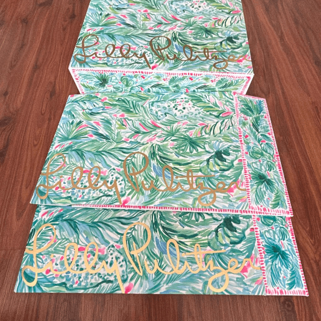 3 Lily Pulitzer pink green gold gift boxes dress shirt medium