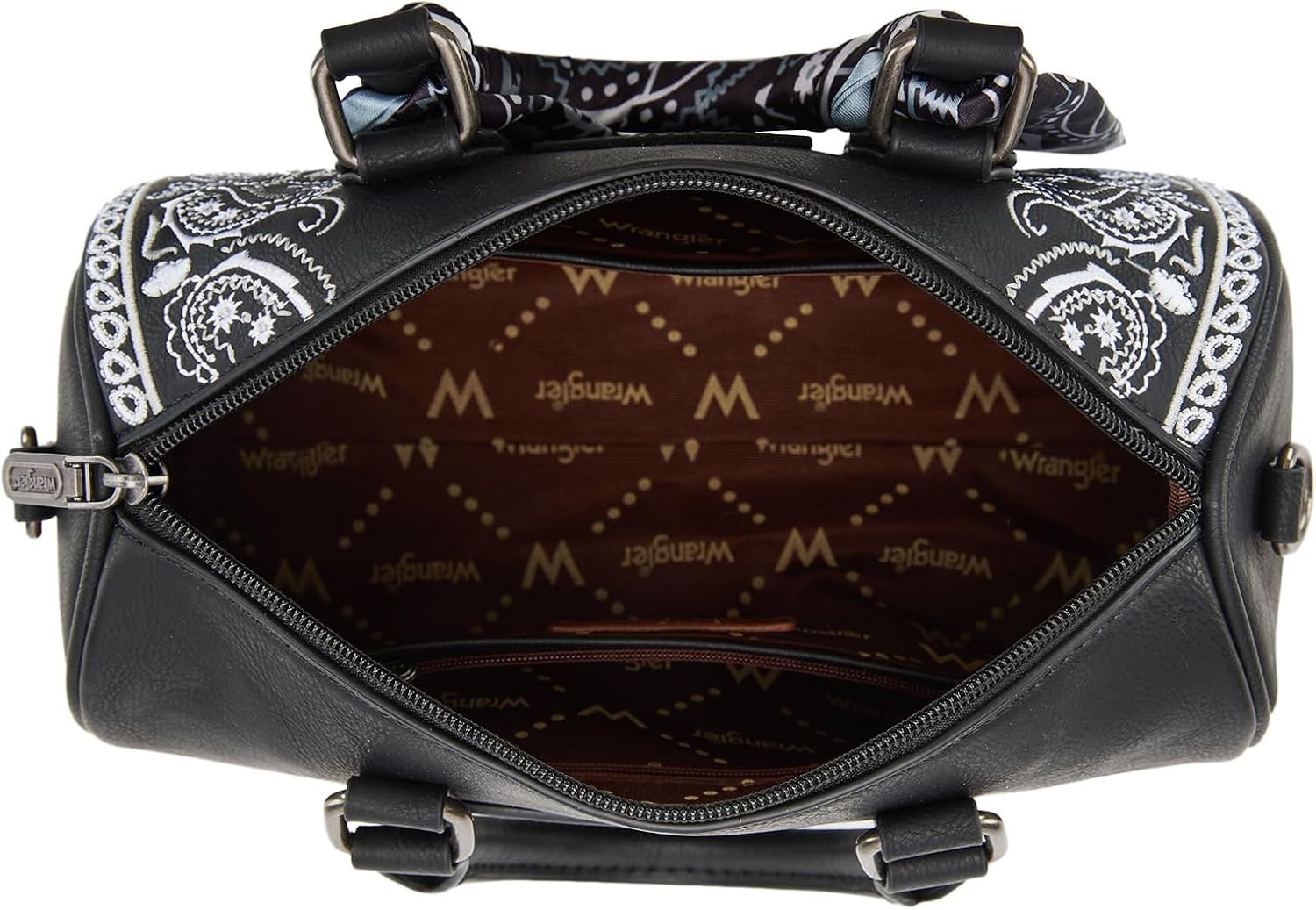 Montana West Wrangler Desert Paisley Boston Bag Floral Embroidered Barrel Purse