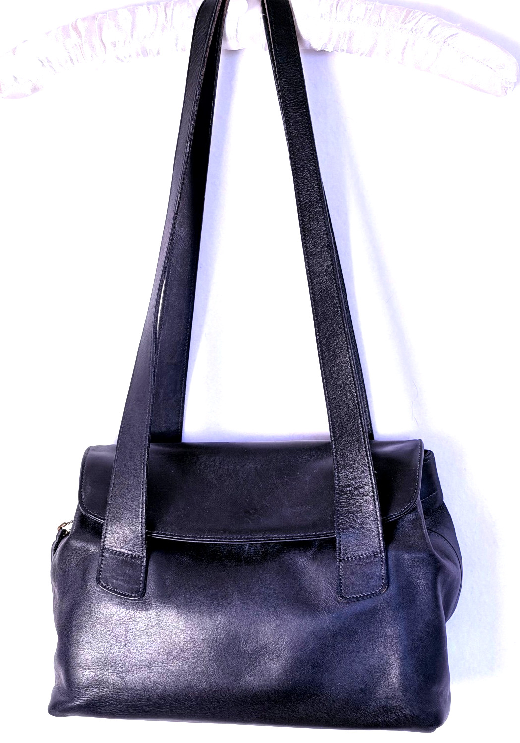 Vintage Coach Purse Riverside Shoulder Bag Navy Glove Tanned Leather 1992 Y2K