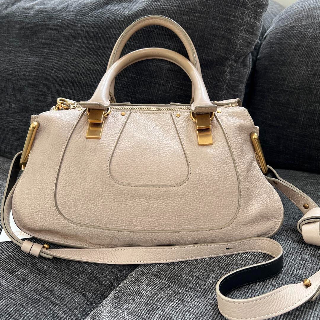 Chloe Haley 2way Leather Handbag Shoulder Bag Leather beige Color Used Rare