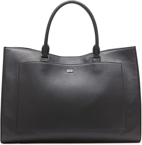 238$ Dkny Millie Genuine Leather Adjustable Strap Tote Bags Size One Black