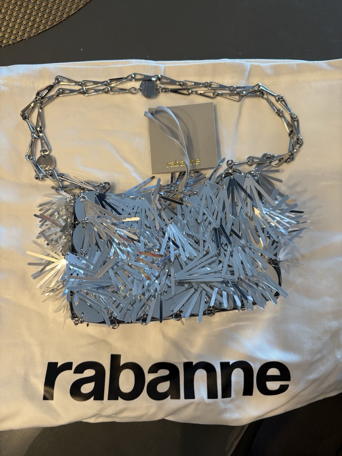 Rabanne Sparkle Nano Silver Sequin Shoulder Bag | NWT | Paco Rabanne Evening Bag
