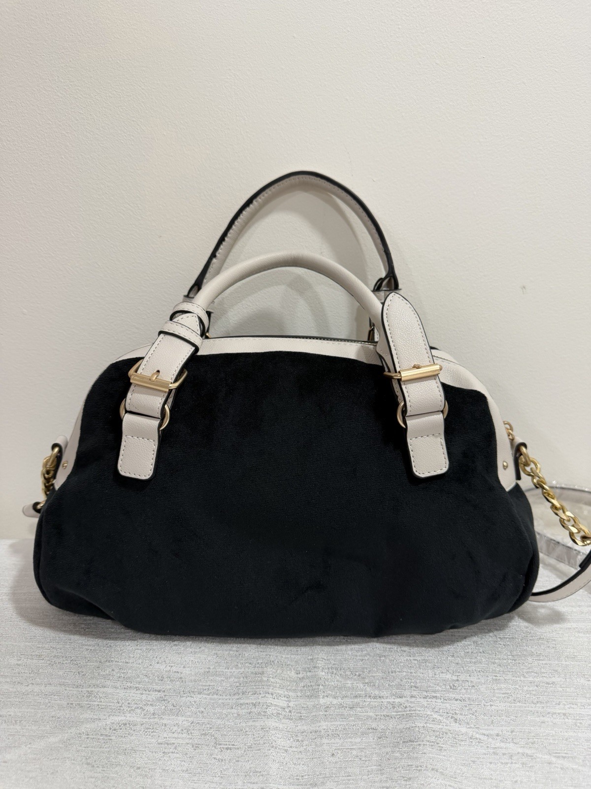 NWT Juicy Couture The Key To Juicy Satchel Liquorice Velvet Bag