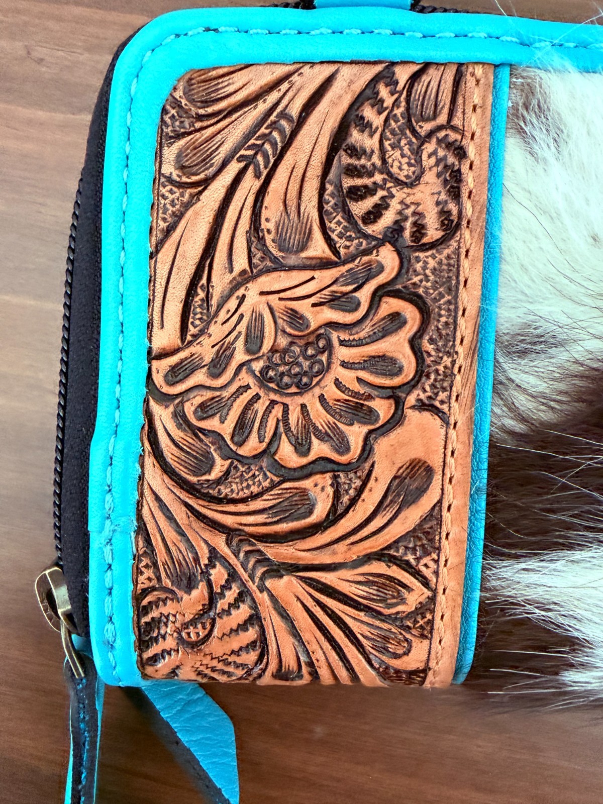 Western Hair-on-Hide Leather Wallet & Crossbody Bag