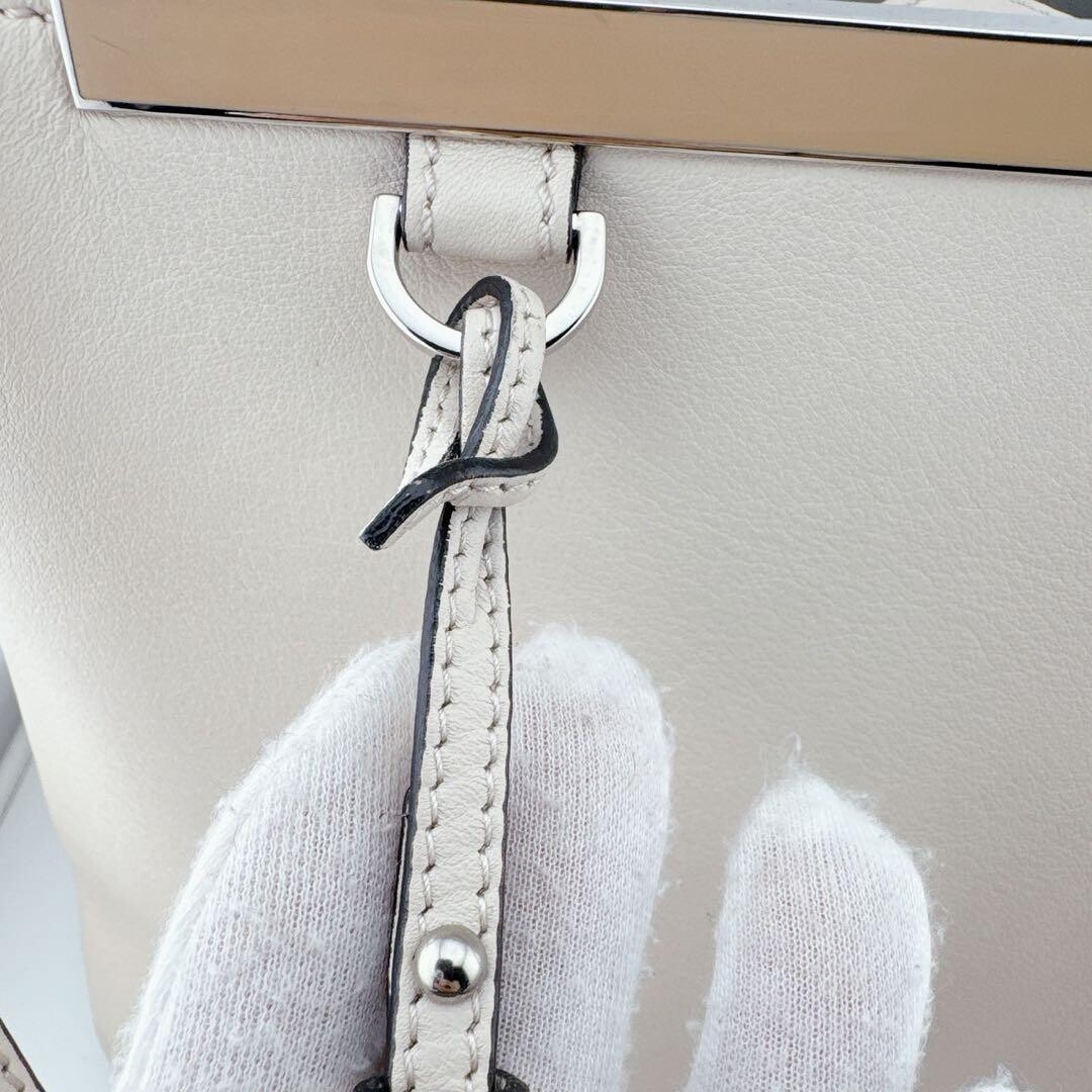 Fendi 2Jours Leather 2 Way Shoulder Bag Beige Gold Hardware Auth From JAPAN