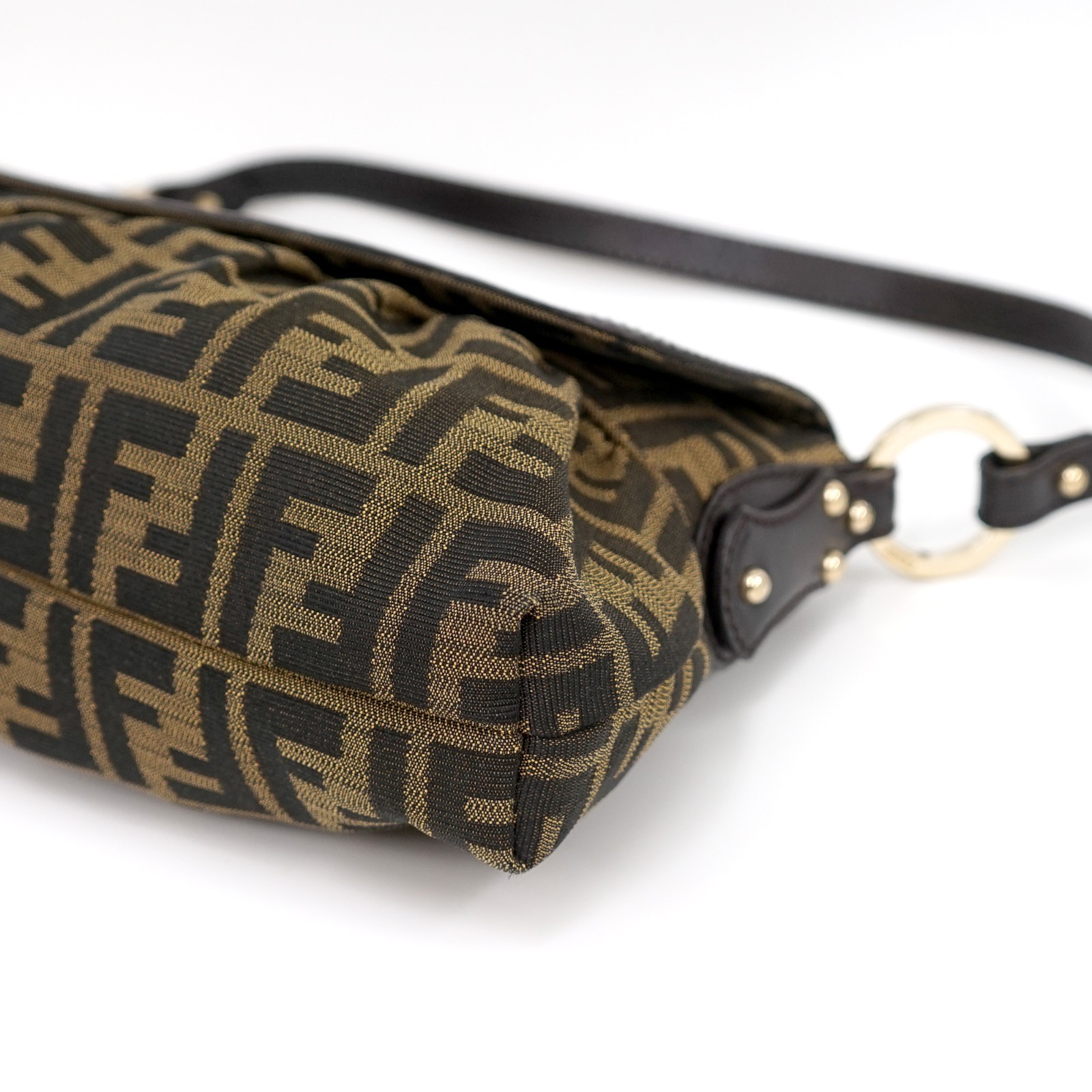 FENDI Chef Zucca Hobo Shoulder Bag Canvas Black Brown CA1978372 #4596