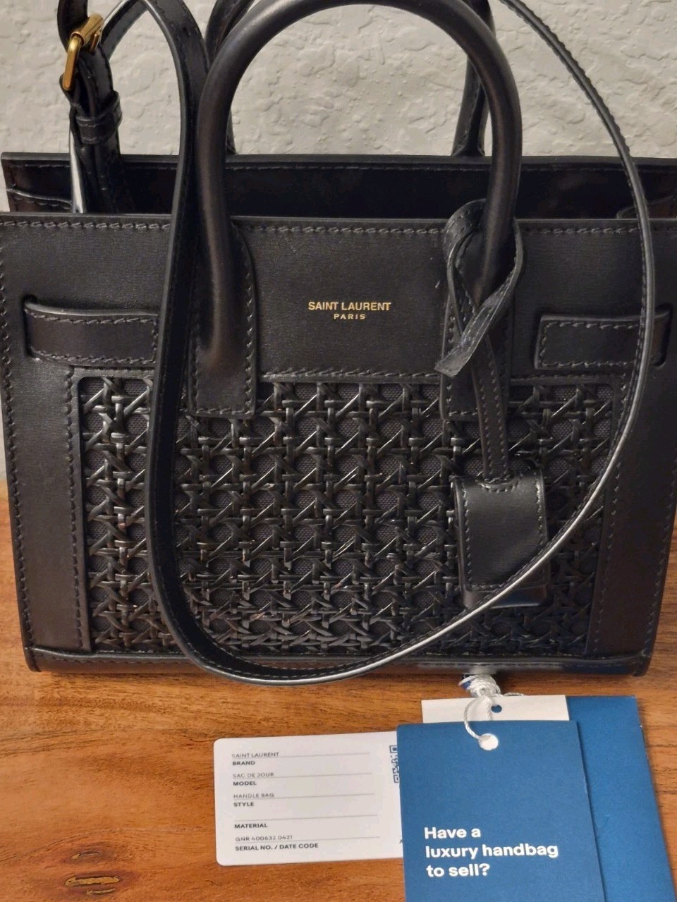 Saint Laurent Sac du Jour nano black Canework Woven leather VERY RARE