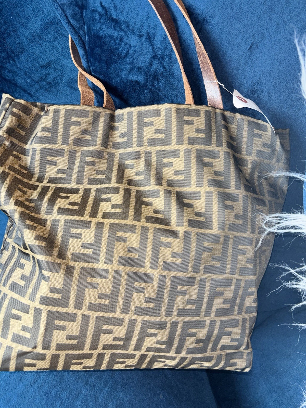 Authentic Vintage Fendi Zucca Brown FF Monogram Flat Tote Shoulder Bag 0154688