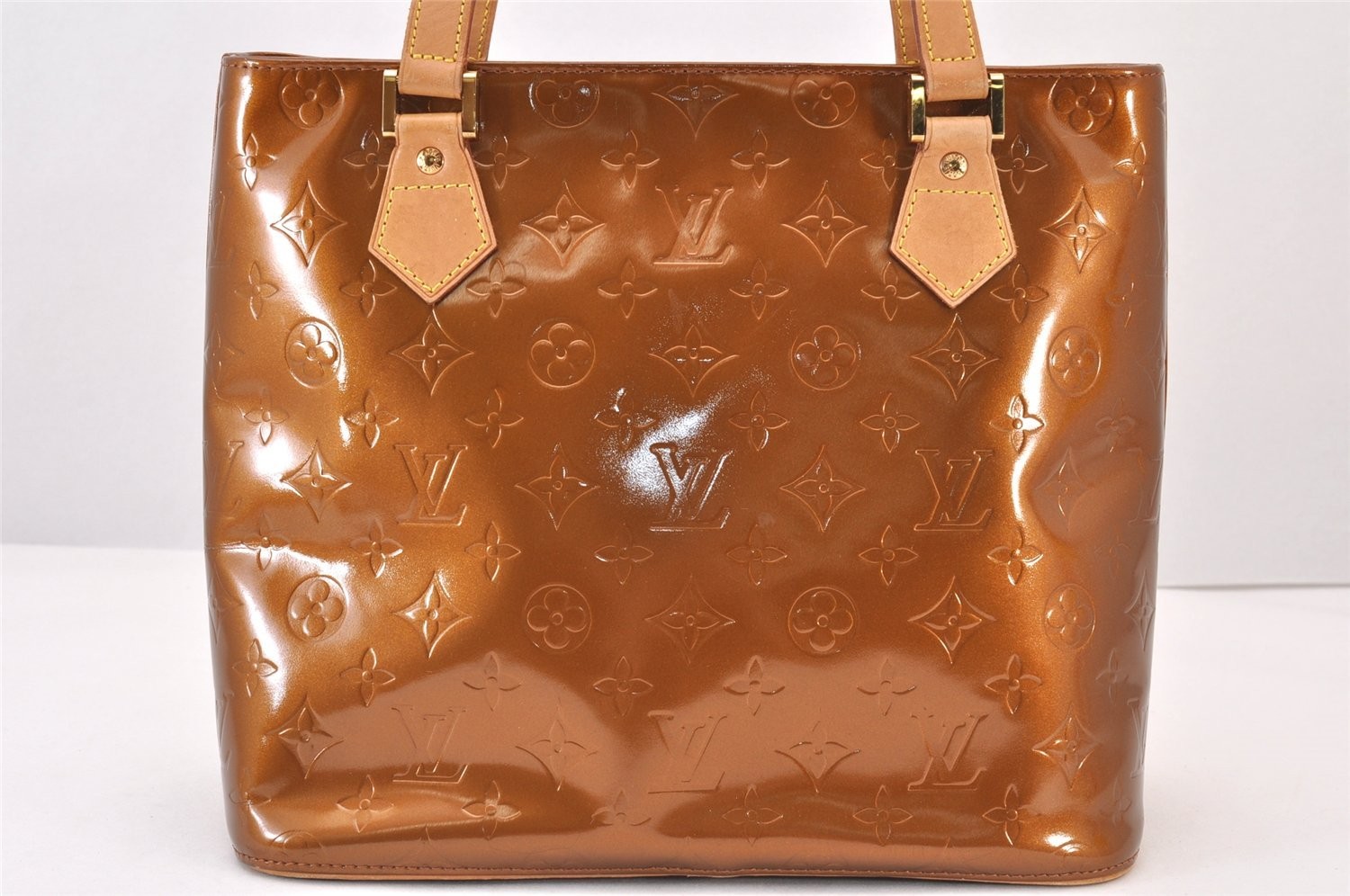 Authentic Louis Vuitton Vernis Houston Shoulder Hand Bag Brown M91122 LV 367AB