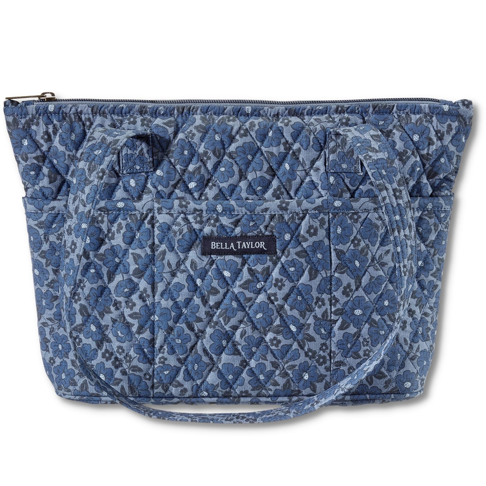 Small Tote, Quilted Purse for , Lightweight Fabric Handbag, 10 Pockets, Zip T…