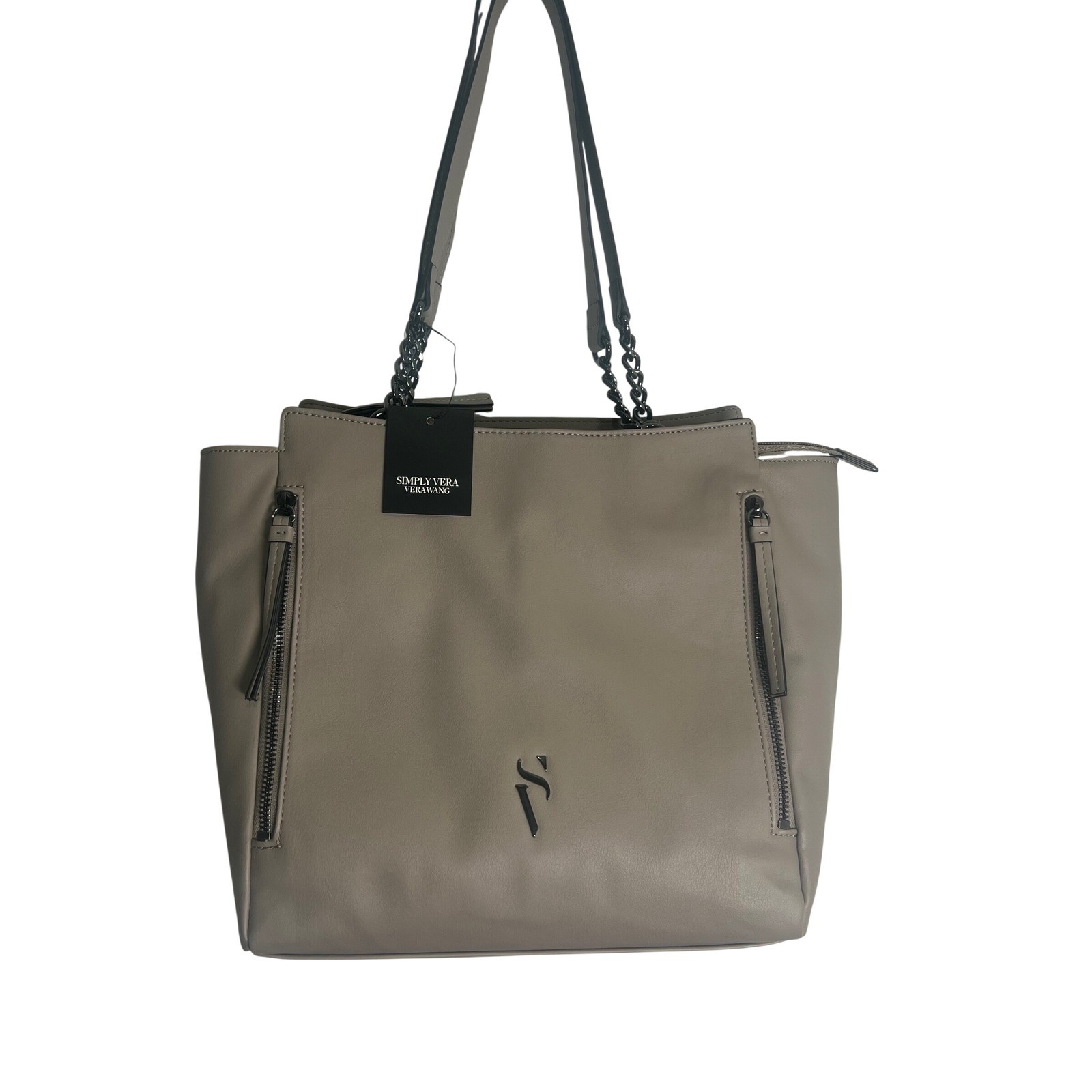 Simply Vera Vera Wang Cara Tote Bag Moon Rock Gray Vegan Leather NWT HSV41TT008