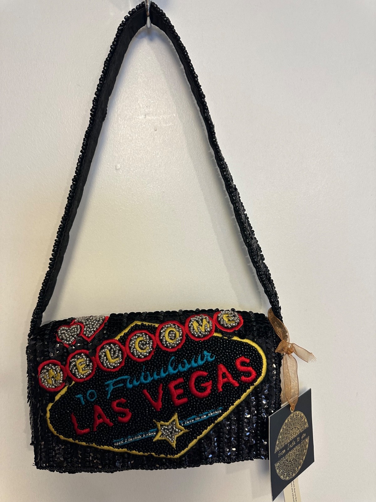 Viral From India To You beaded Welcome to Fabulous Las Vagas purse bag rare NWT