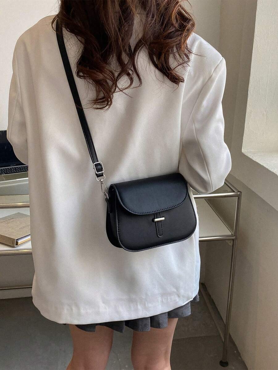 Mini Saddle Bag Flap Adjustable Strap Geometric Casual Crossbody Shoulder