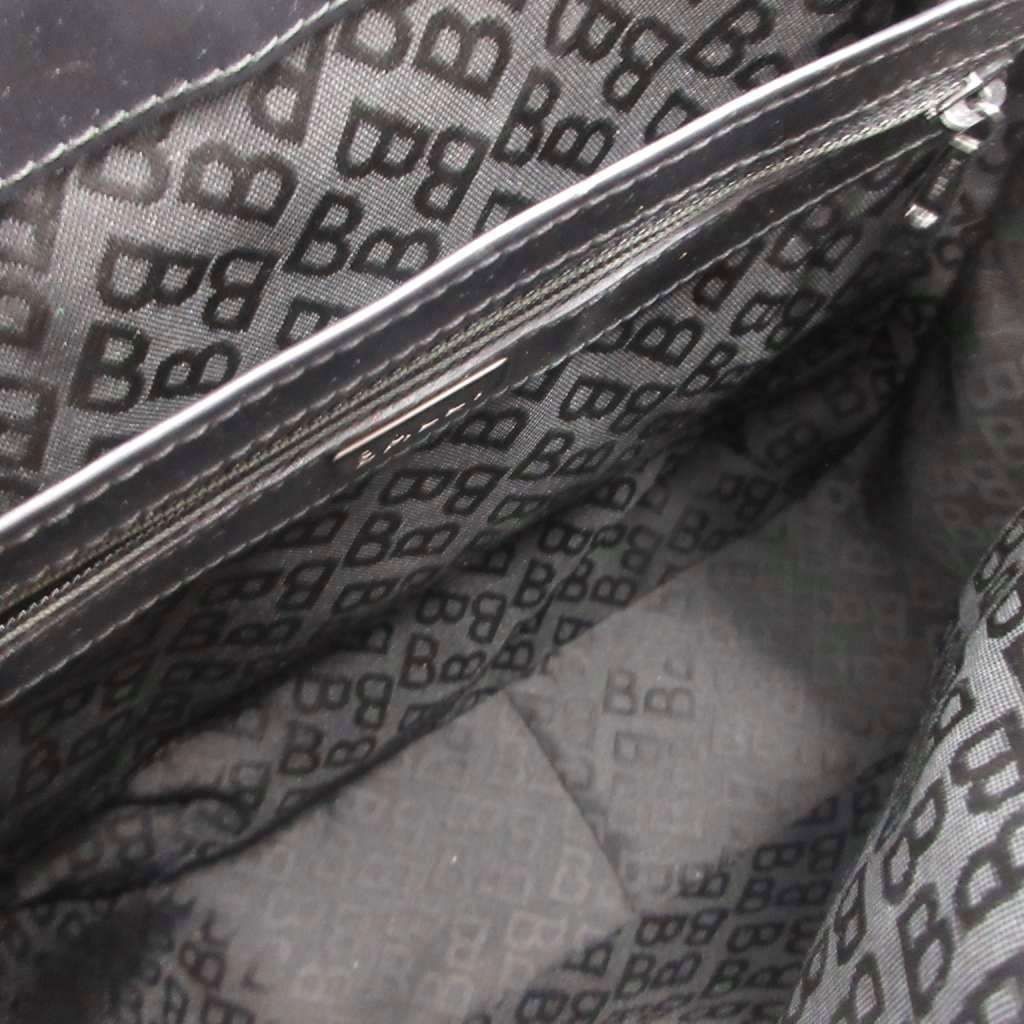 Bally BALLY handbag leather with plate logo magnet button black FF GY17 23a