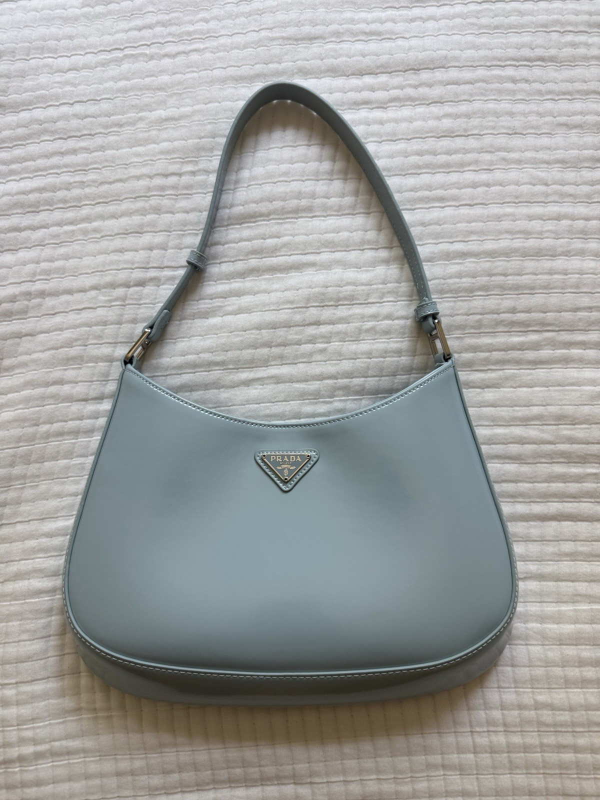 PRADA Light Blue leather finish Shoulder Bag