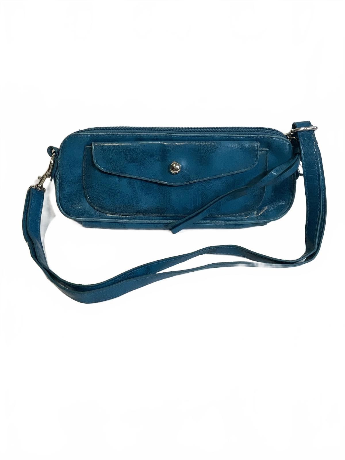 Altar’d State Purse Faux Leather Turquoise Bag With Pockets 11.5in