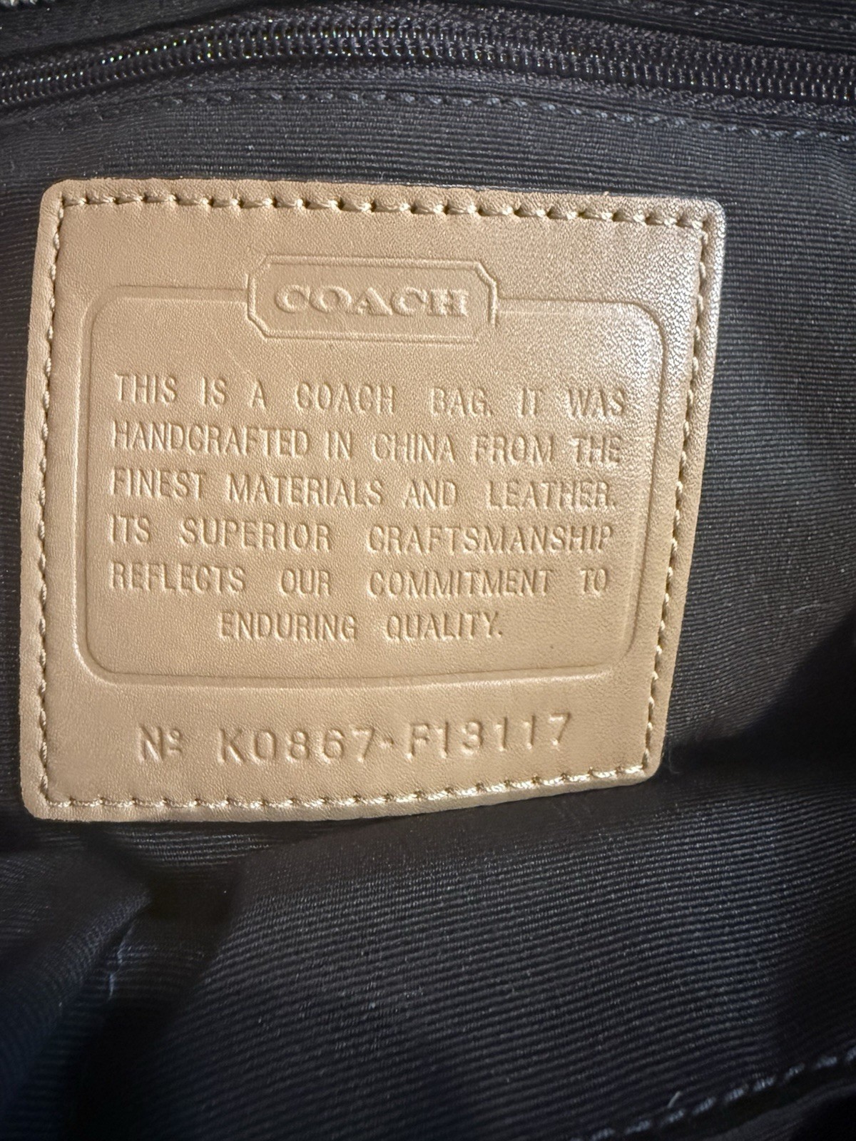 Coach Signature Soho C Logo Satchel Top Handle Bag Beige/Brown Zip Pockets Charm