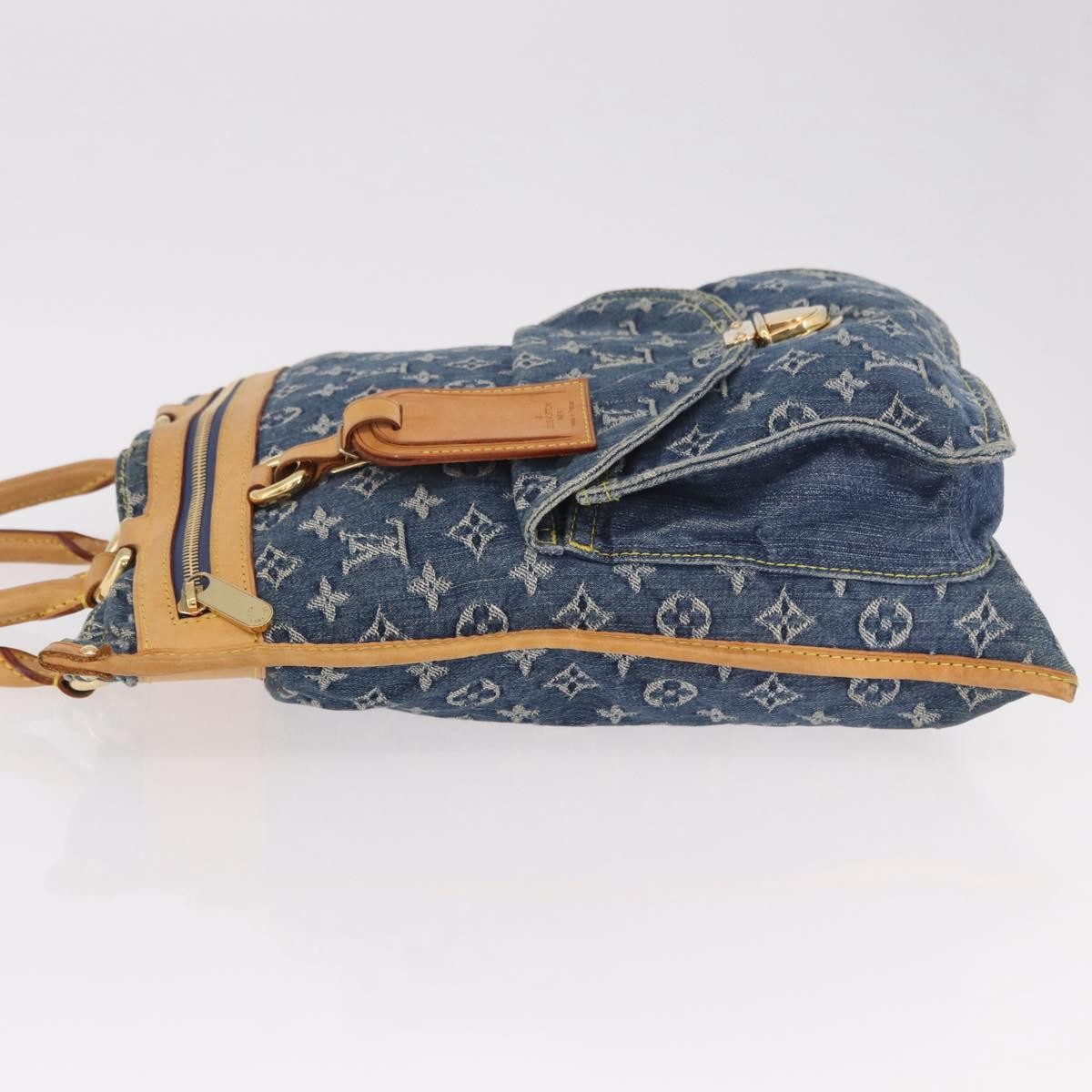 LOUIS VUITTON Monogram Denim Flat Shopper Tote Bag Blue M95018 LV Auth 190156SAV
