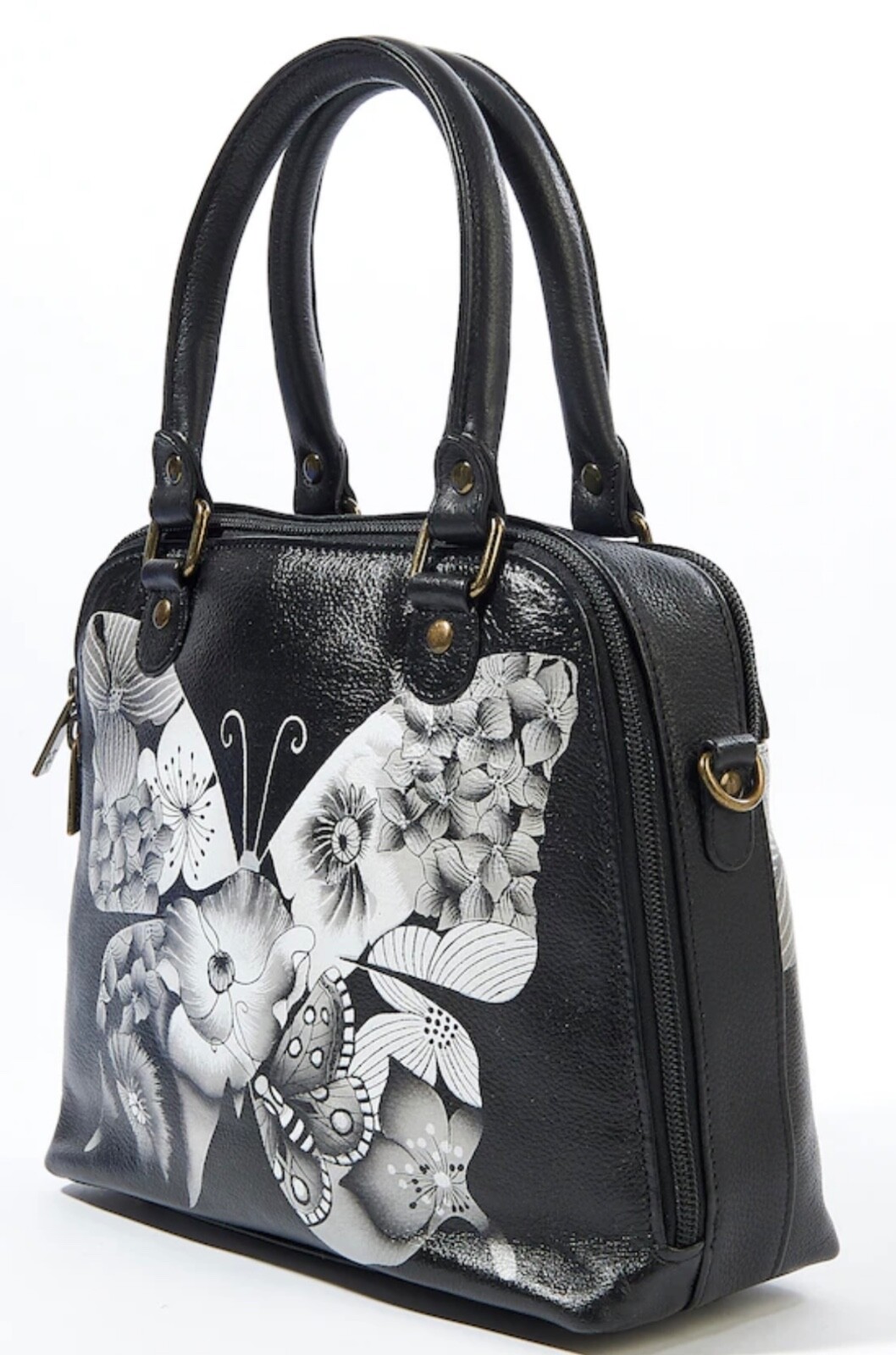 ANUSCHKA NWT🦋RFID Convertible Organizer Satchel/Crossbody-Butterfly Mosaic 7465