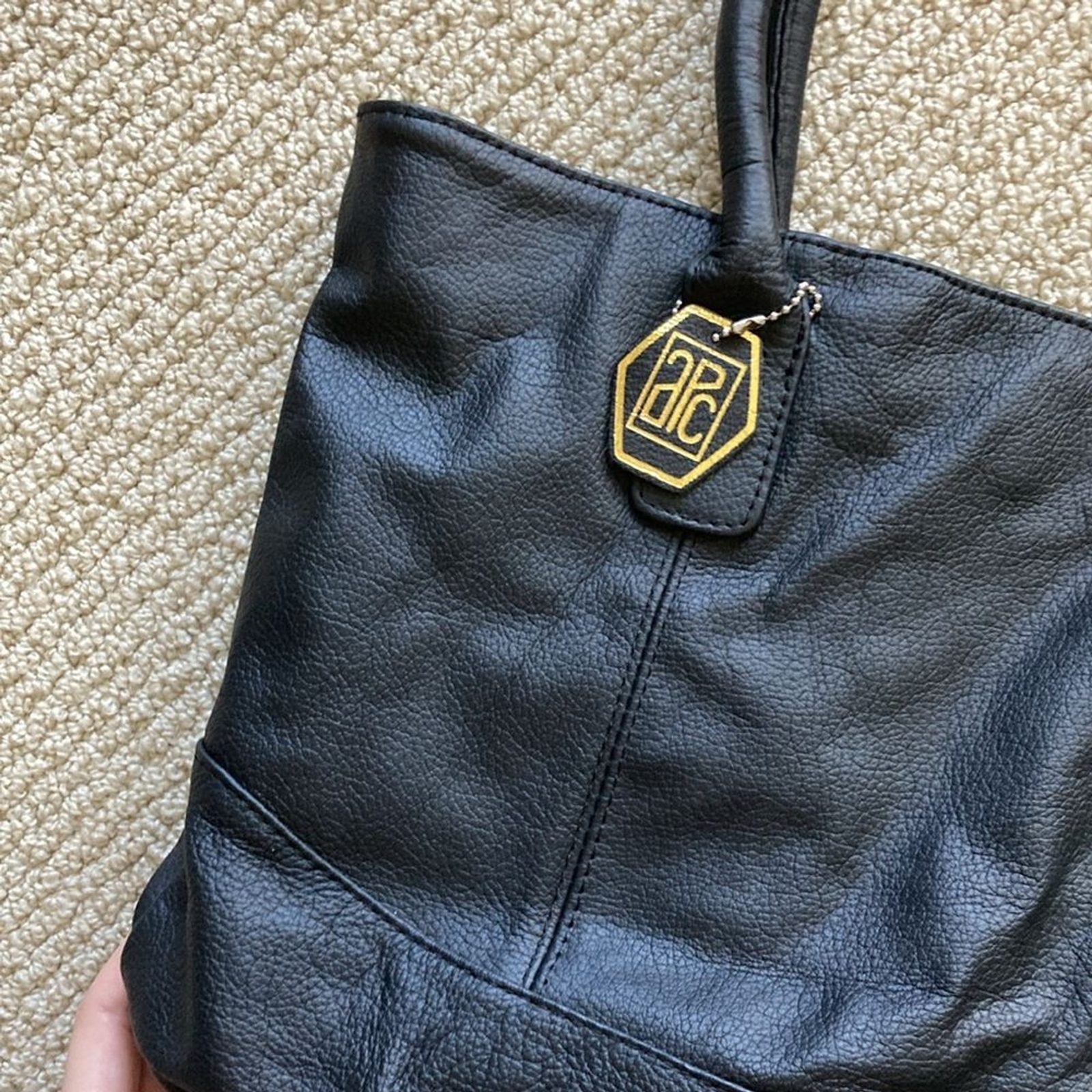 A.P.C. Vintage Black Shoulder Bag Genuine Leather Handbag Pockets NWOT
