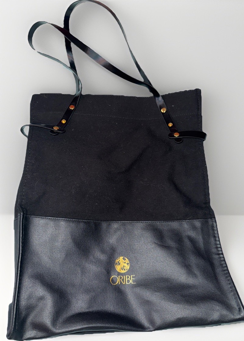 Oribe Hair Stylist Black And Gold Shopper Tote Bag Purse 17” Long