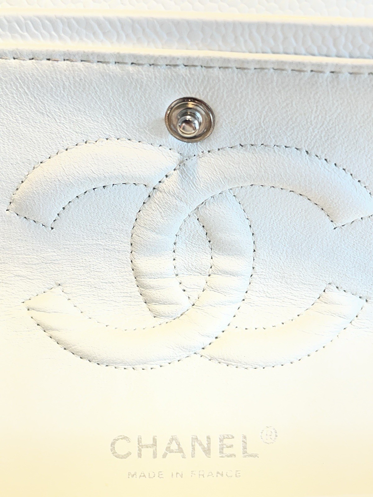Chanel Medium Classic Flap White Caviar Silver Hardware