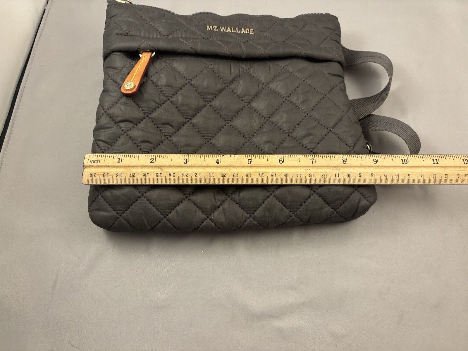SMALL MZ Wallace Crossbody Bag Purse Grey New York Quilted