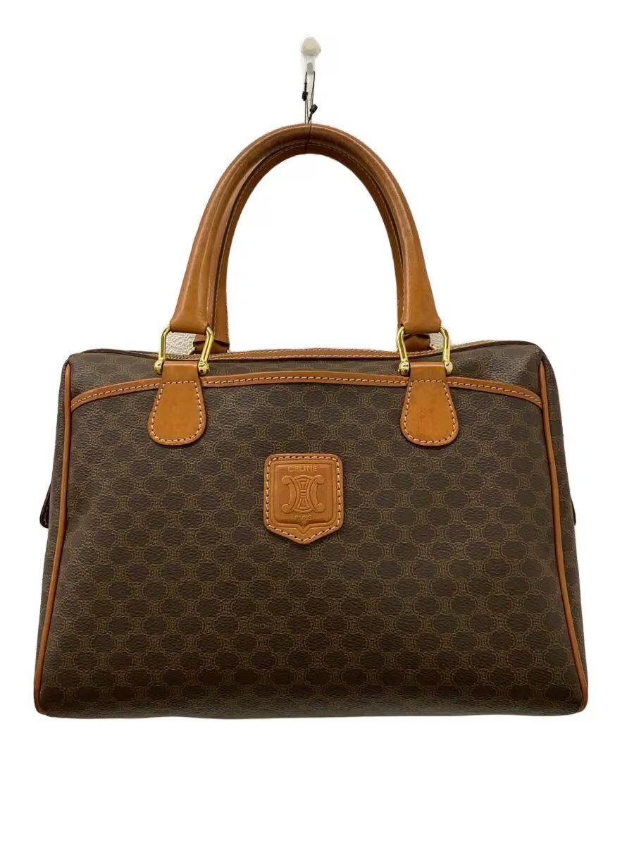 CELINE Mini Boston Macadam Handbag PVC BRW Allover M13