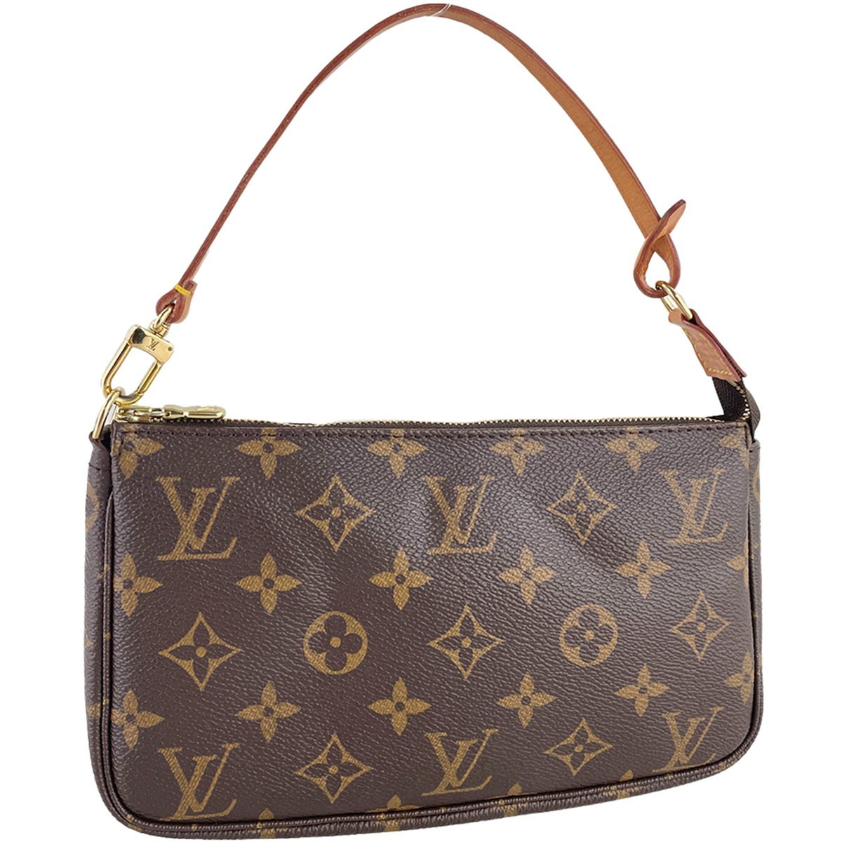 Louis Vuitton Monogram Pochette Accessoires Leather Fabric Brown Handbag 4720
