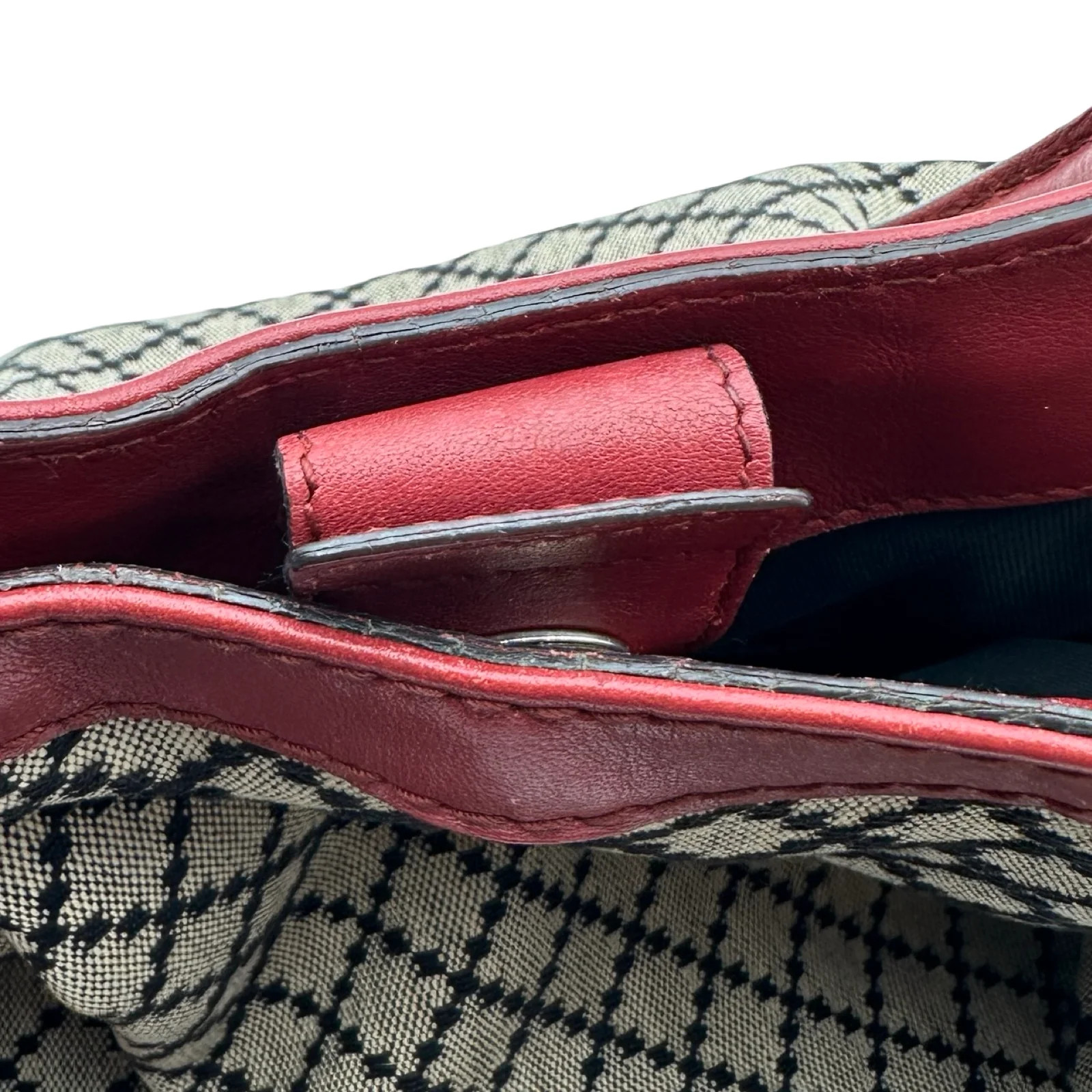 GUCCI Sukey Diamante Tote Bag Red Canvas Tote 211944 #OKB6486