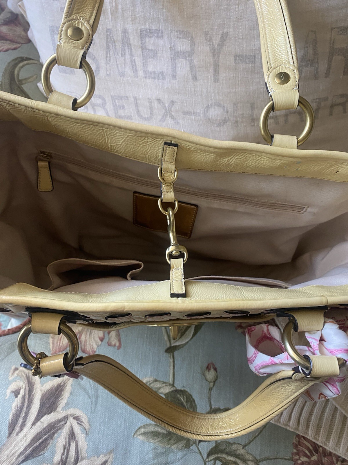Coach Poppy Hamptons Straw Appliqué Tote Bag