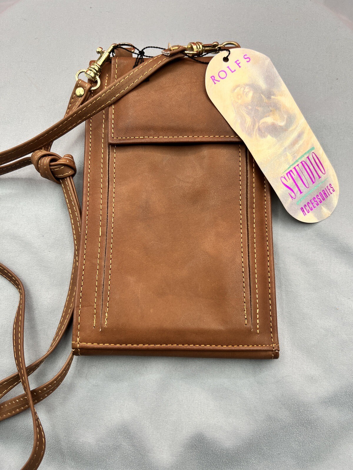 Rolfs Brown Leather Shoulder Bag Purse Vintage NOS Genuine Leather